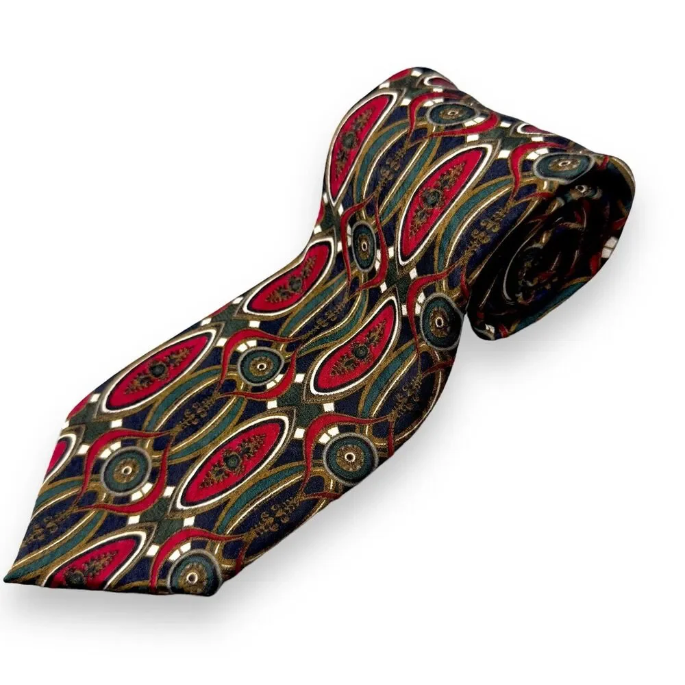 Tutto Matto Mens‎ Silk Dress Tie Made in Italy Oval Geometric Pattern 56 3.75